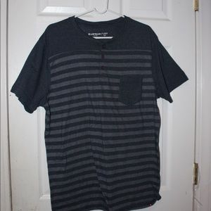Striped dark blue and gray shirt